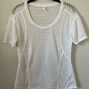 Lucy sheer white striped yoga top